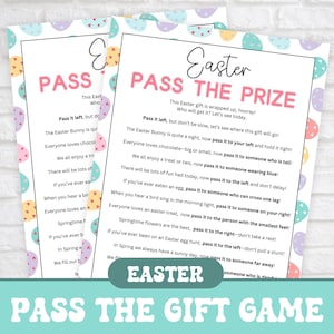 Easter Party Games, Easter Game Pass The Gift Game, Printable Easter Activities, Pass The Prize, Easter Group Game, Easter Family Games