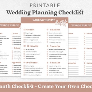 Wedding Planning Timeline, Wedding Checklist, Wedding Planner Printable, Wedding Timeline, Wedding Day Schedule, Printable Wedding Checklist
