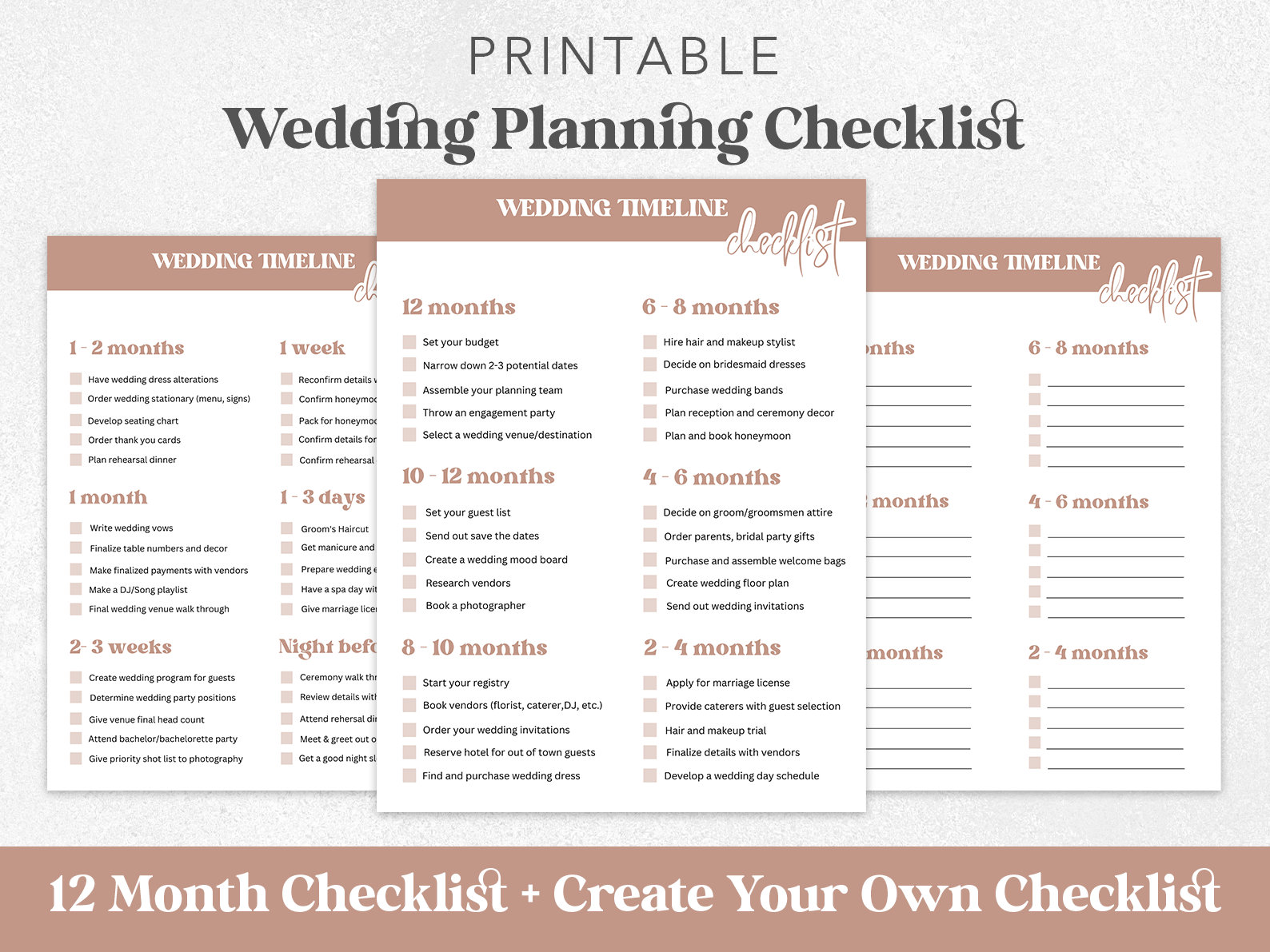 Wedding Planning Timeline, Wedding Checklist, Wedding Planner Printable, Wedding Timeline, Wedding Day Schedule, Printable Wedding Checklist - Etsy download-printable-wedding-planning-checklist-pdf