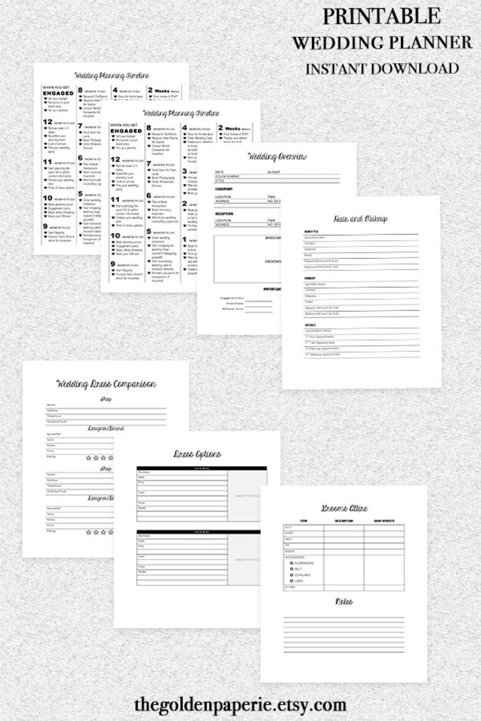 Wedding Planner Printable Wedding Planning Book Printable - Etsy Canada
