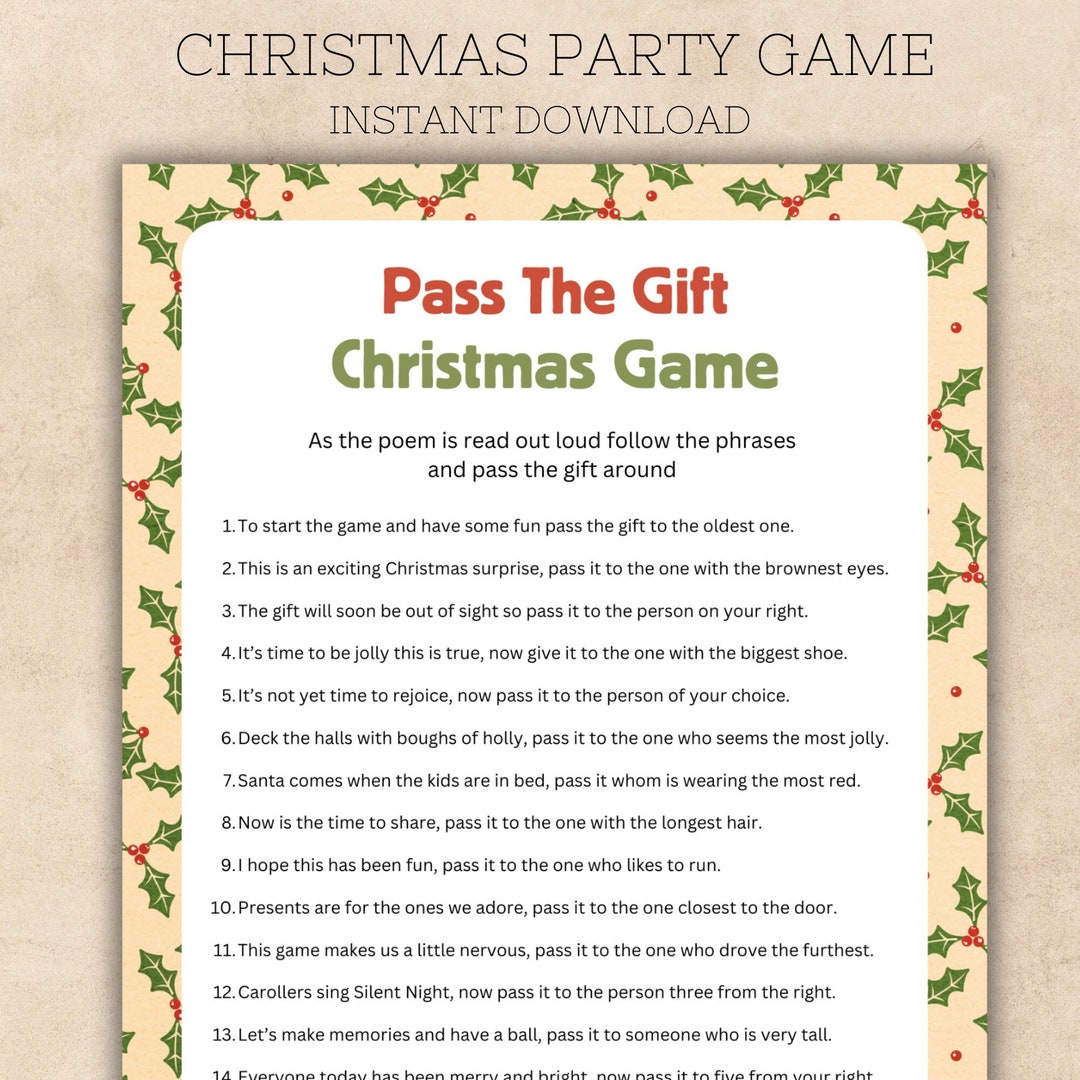 Christmas Pass The Gift Game Printable Office Christmas Party Games 