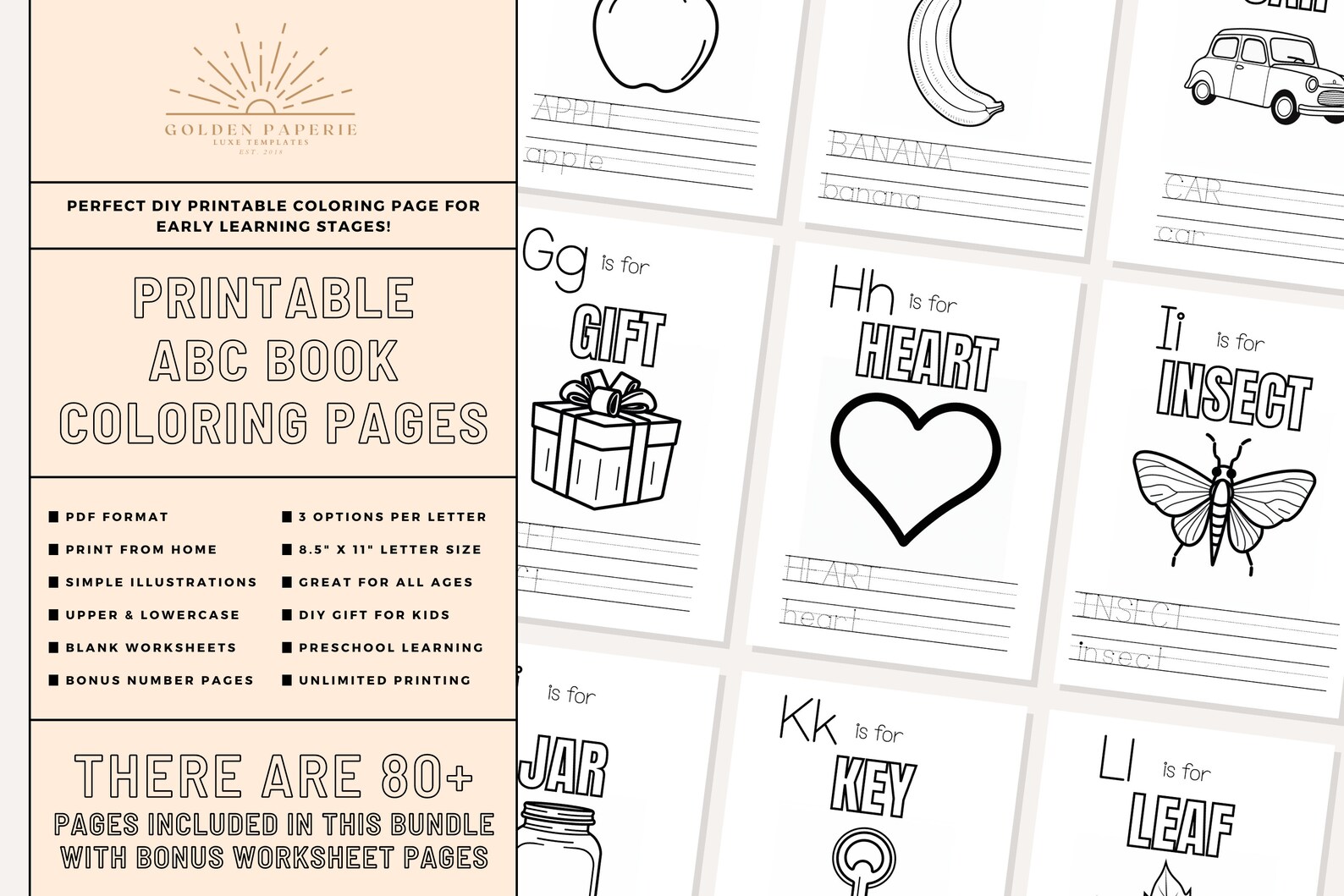 Baby Shower Coloring Book ABC Printable Coloring Page Book - Etsy