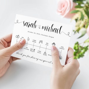 Modern Wedding Timeline, Wedding Itinerary Printable, Editable Welcome Bag, Wedding Timeline, Welcome Letter, Timeline Icons, Fully Editable