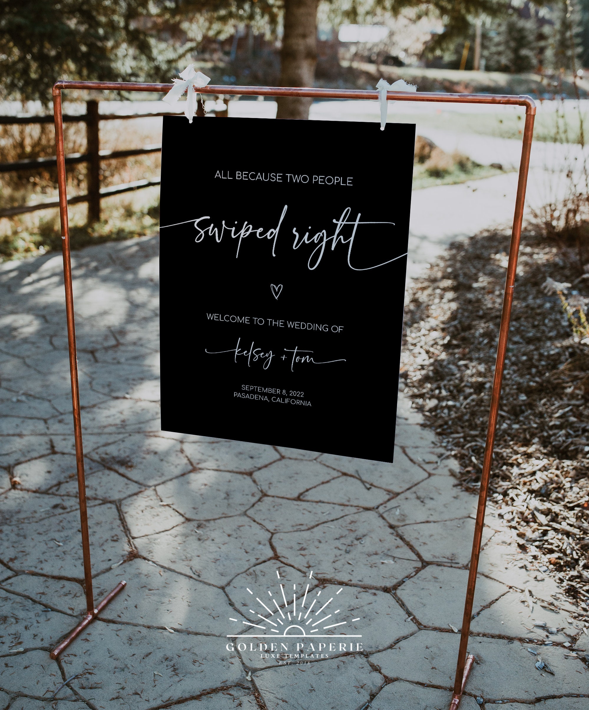 ABBY Modern Wedding Welcome Sign Two People Swiped Right - Etsy