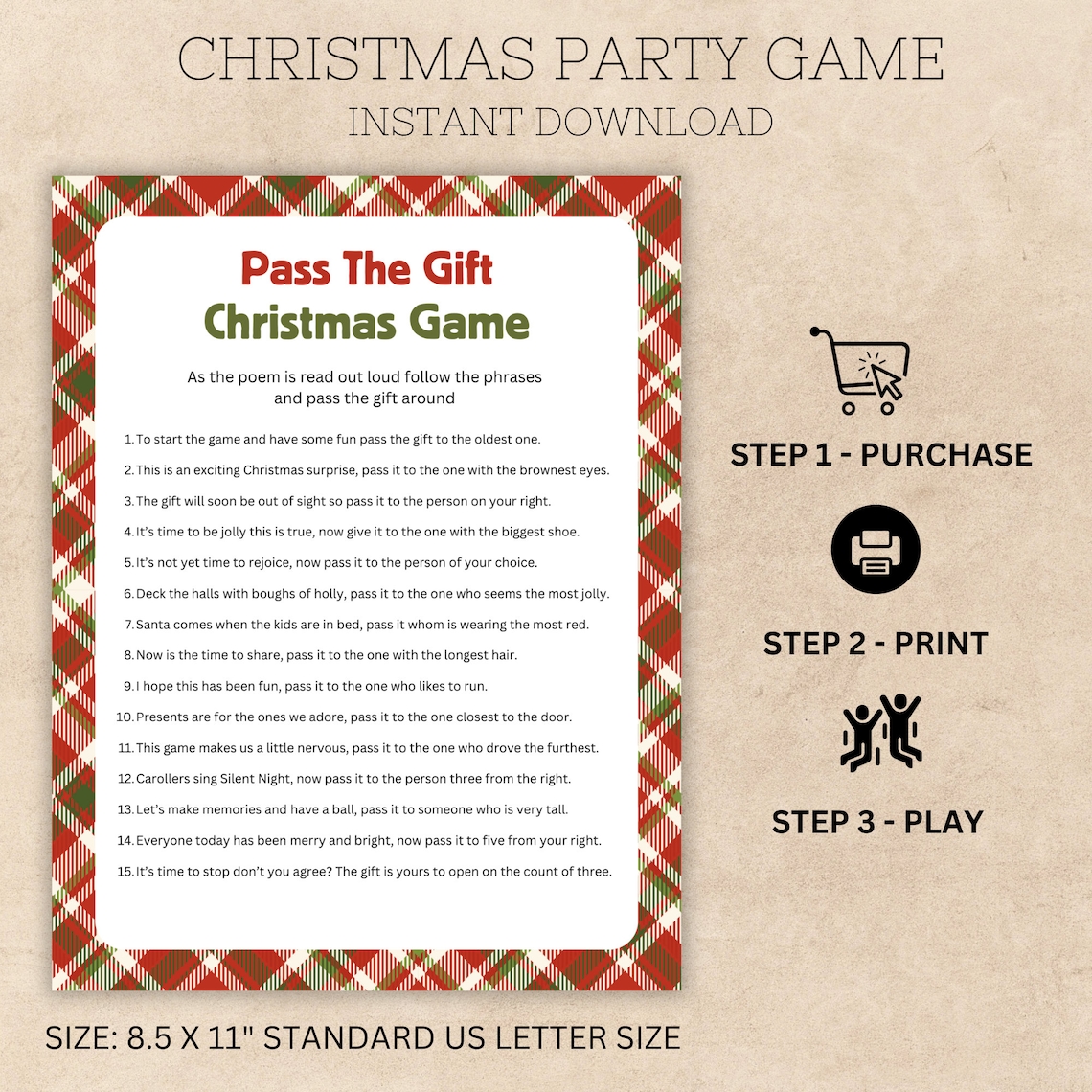 Pass the Gift Christmas Game Printable, Office Christmas Party Game