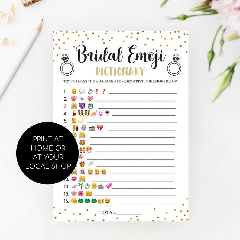 Bridal Emoji Pictionary Game with Answers Bridal Shower | Etsy