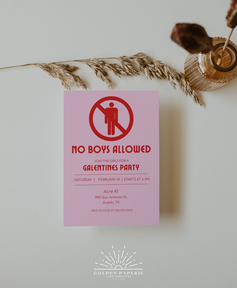 Galentines Party Invite Template Girls Night Invite, Galentines Invitation, Friends Valentine Party Invite, Valentines Day Party Invitation image 3