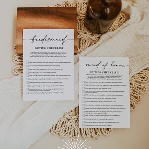 TARA - Bridesmaid Duties Checklist, Maid of Honor Checklist, Wedding