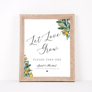 Let Love Grow Sign, Greenery let the love grow sign, Boho Leaves Wedding Favors Sign Printable, Wedding Favor Table Sign, Please Take One