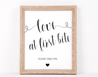 Love At First Bite, Dessert Table Sign, Dessert Sign, Buffet Wedding Signs, Love At First Bite, Dessert Sign, Sweets Table, Cupcake Table