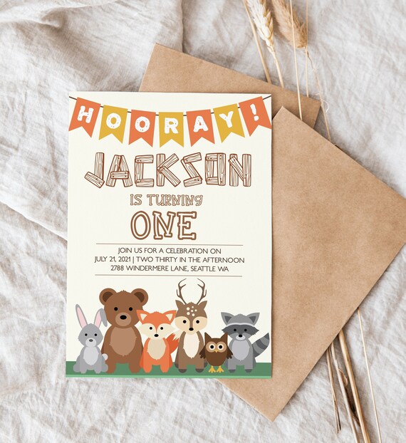 Woodland Birthday Invitation Forest Birthday Invite Cute Etsy