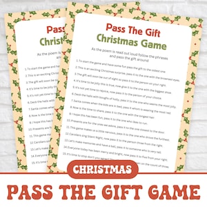 Christmas Pass the Gift Game Printable, Office Christmas Party Games, Christmas Family Games, Printable Christmas Games, Instant Download