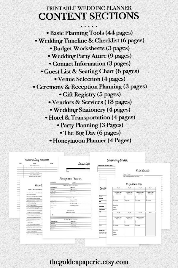 Wedding Planner Printable Wedding Planning Book Printable - Etsy