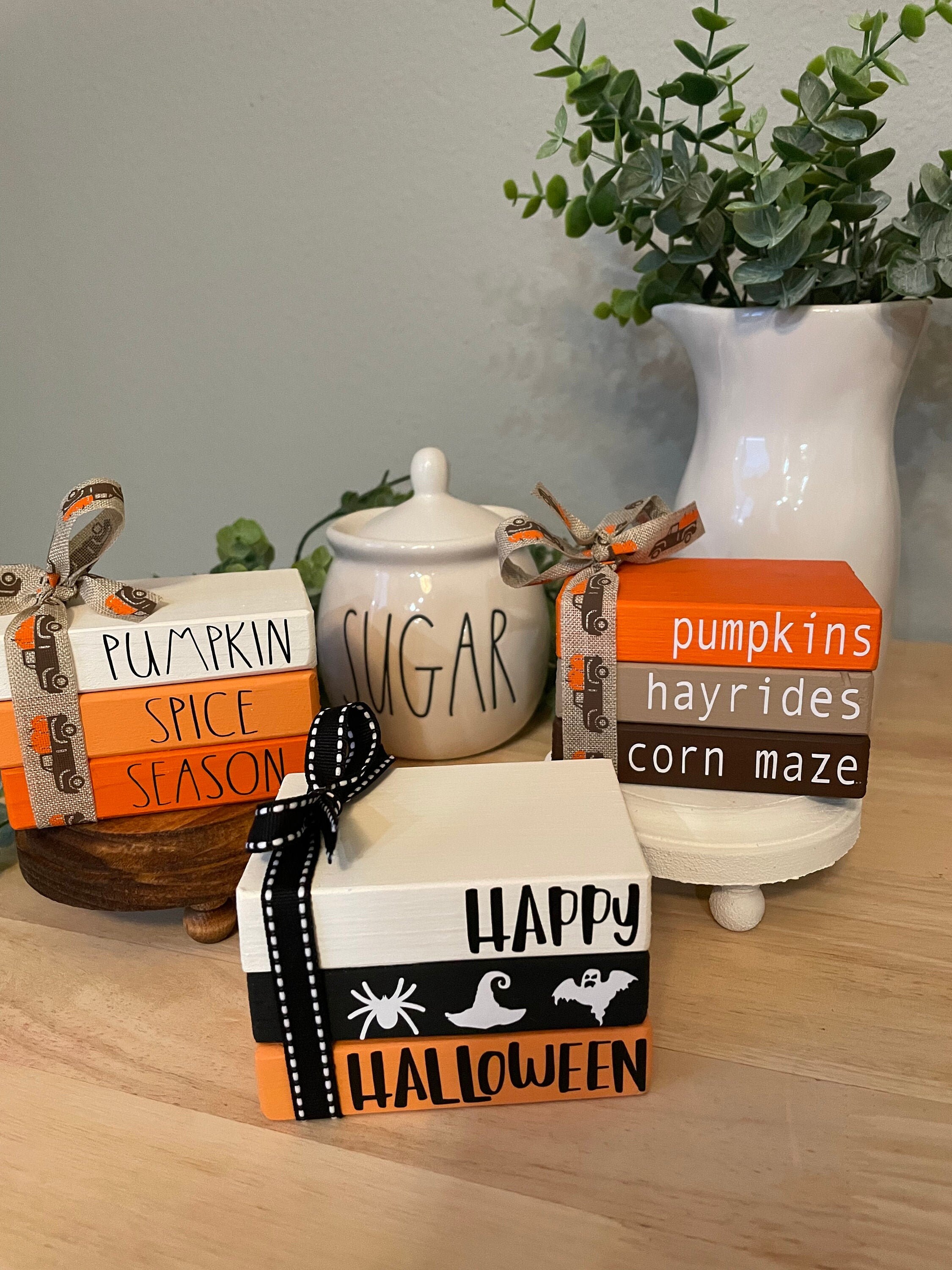 Fall book stack book stack Wooden books mini faux book Etsy