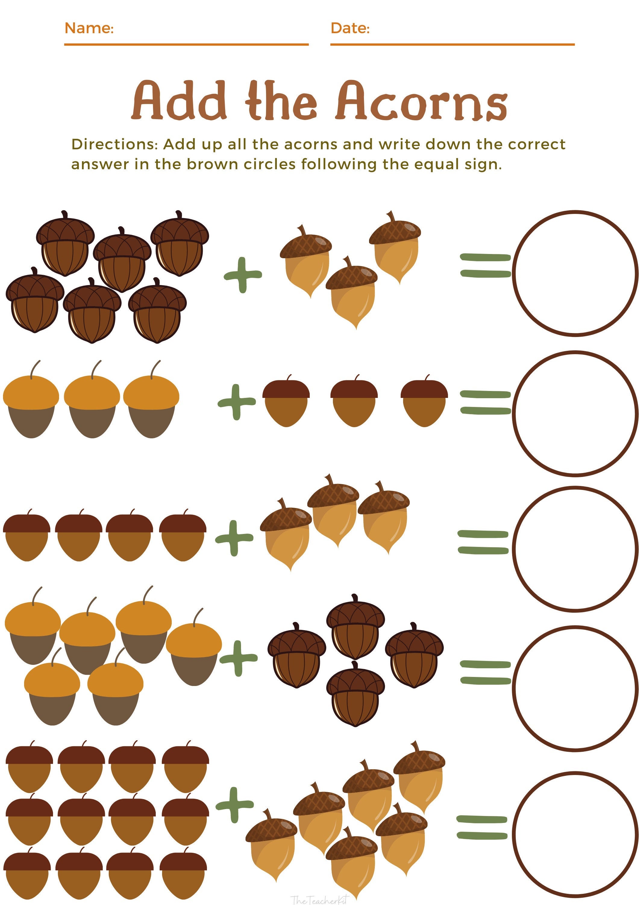 Http Www First School Ws Theme Printables Numbers Worksheet Acorns Htm