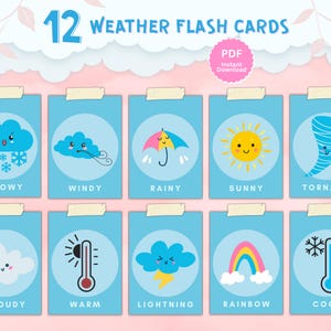 Weather Wonders - 12 cartes-éclair éducatives 5 x 7 pour enfants d'âge préscolaire
