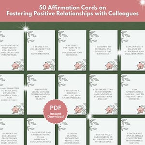 Positieve relaties bevorderen Bevestigingskaarten, pakket van 50 kaarten, afdrukbare 5 x 7, directe pdf-download