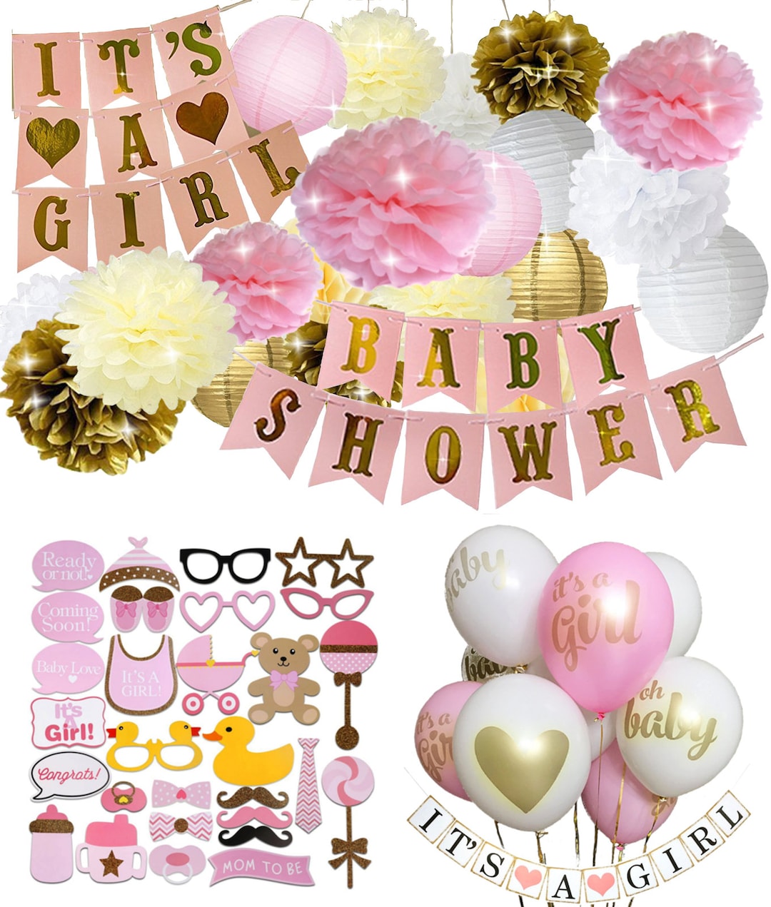 Baby Shower Decorations/baby Girl Party Supplies Pink Gold Balloon