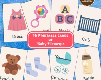 Adorable Baby Themed Flashcards - 16-Card Set for Early Learning and Development