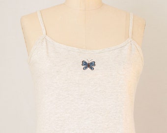 vintage 1990s butterfly embroidered cotton tank top | no boundaries | medium large