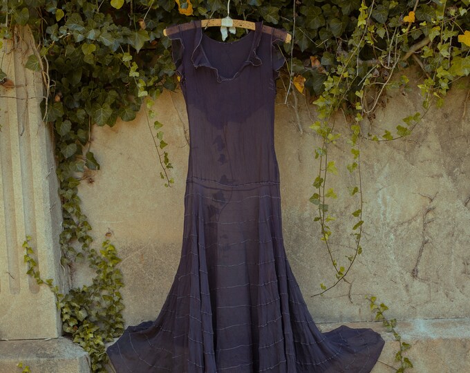 Vintage 1920s 1930s Purple Chiffon Dress Bias Cut Extra Small Xs, Small ...