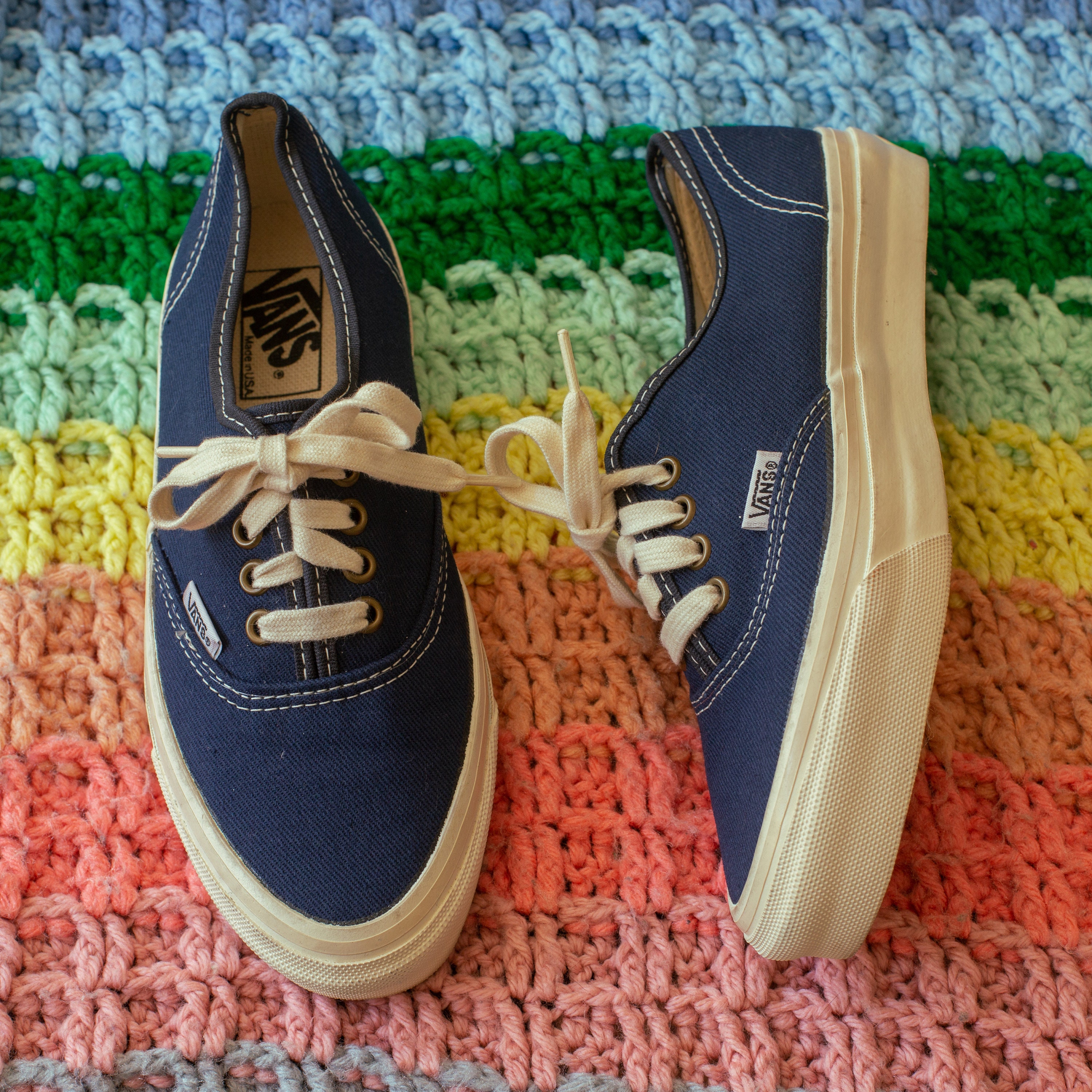 vintage 1980s blue vans | made in the usa | new old stock deadstock | 7.5 8