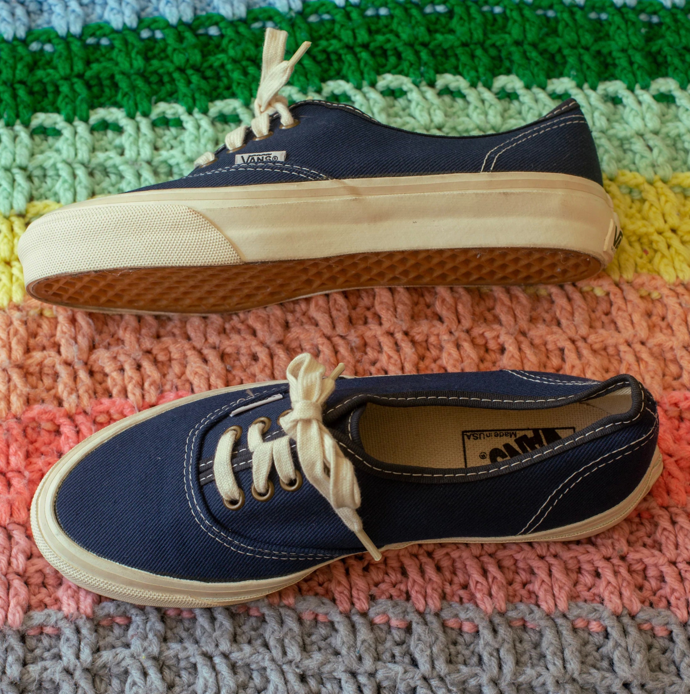 vintage 1980s blue vans | made in the usa | new old stock deadstock | 7.5 8