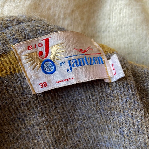 vintage 1960s jantzen mohair cardigan | striped w… - image 2