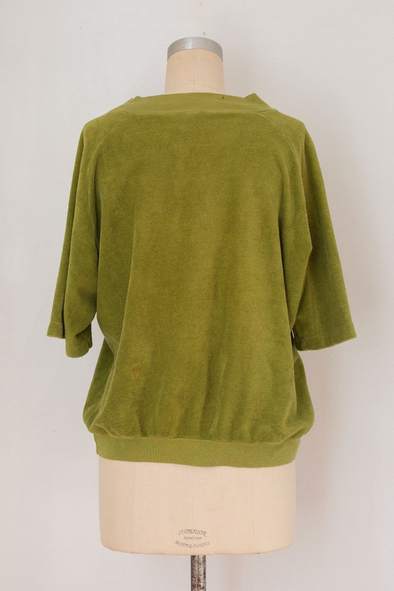 vintage 1960s 1970s terry cloth sweatshirt | gree… - image 2