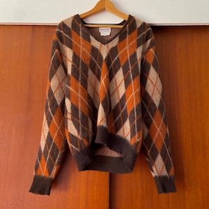 Vintage Mens Mohair Argyle Cardigan - Etsy
