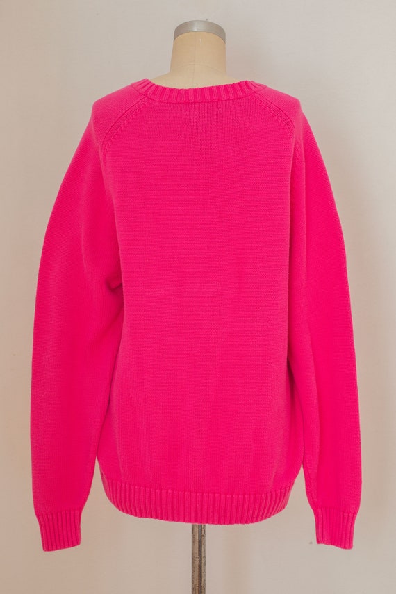 vintage 1990s hot pink cotton sweater | lands end… - image 2