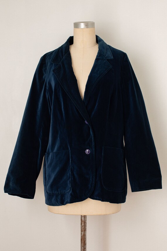 vintage 1970s blue velvet blazer | small, medium |