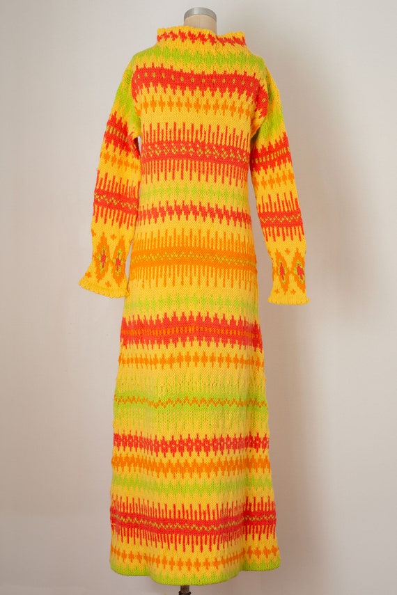 vintage 1970s hand knit wool sweater dress | maxi… - image 2