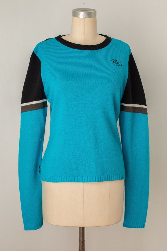 vintage 1990s y2k roxy sweater | blue | athletic s