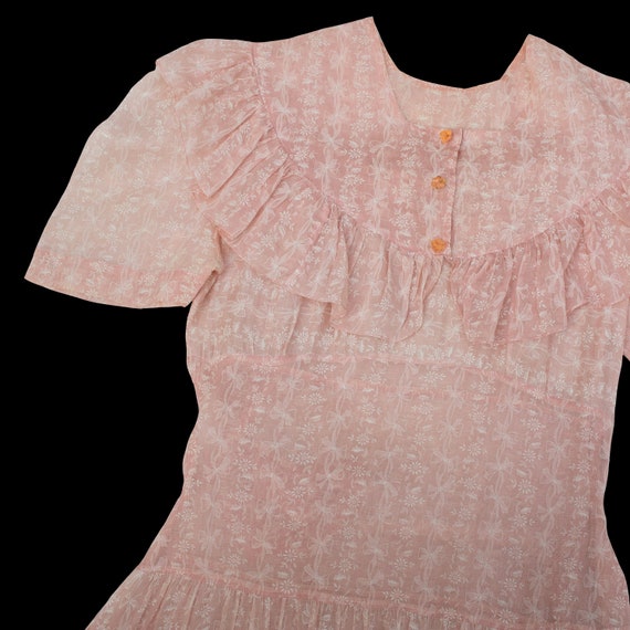 vintage 1930s pink bow novelty print dress | shee… - image 2