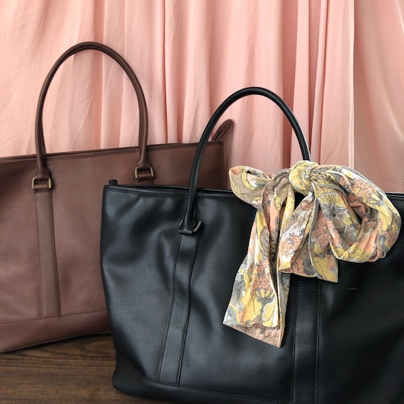 vintage 1980s ll bean leather tote | black and bro