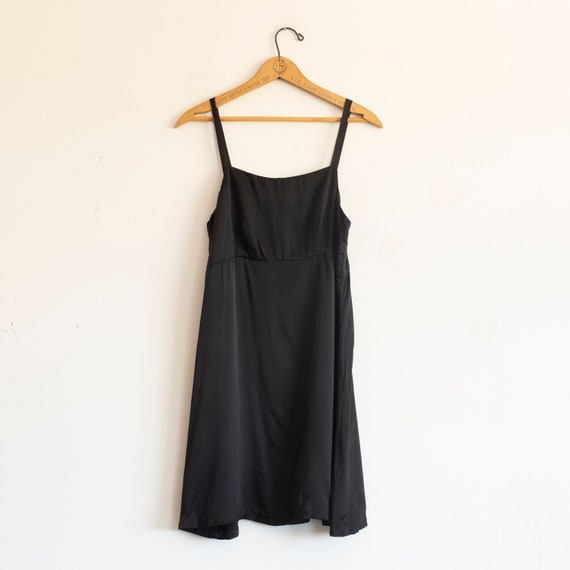 vintage 1990s black silk slip dress | mini dress |