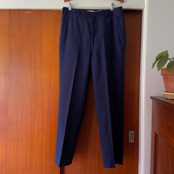 【50s】Vintage Wool 2tuck Trousers Navy Vintage 50's GABARDINE Trousers Wool ROCKABILLY Dress Pants