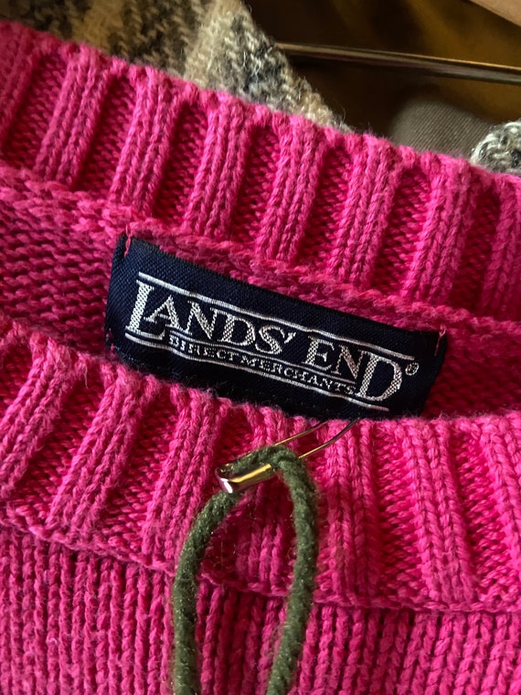 vintage 1990s hot pink cotton sweater | lands end… - image 3