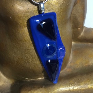Blue Textured Fused Glass Pendant