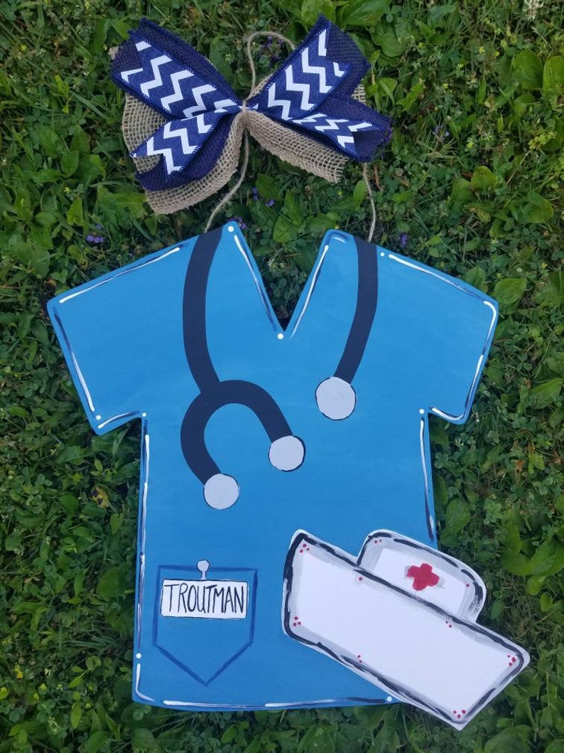 Nurse Scrub Door Hanger Made to Order Essential Worker Etsy