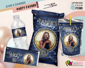 DENIM et DIAMONS Party Pack, Diamants et Denim Birthday Party Décoration Bundle, jeans party