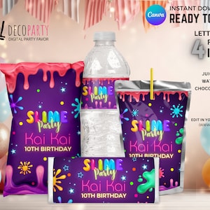 SLIME Party Favors Pack, Slime editable bundle. Slime Party Decoration Labels, Girls Birthday Party
