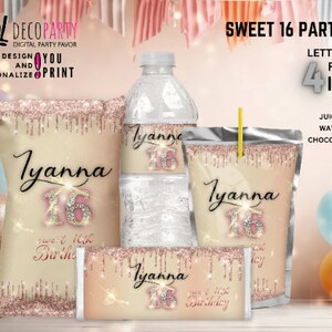Tropfendes Glitzer-Sweet-Sixteen-Party-Geschenkpaket, individuelles Sweet-16-Party-Dekorationspaket für Mädchen