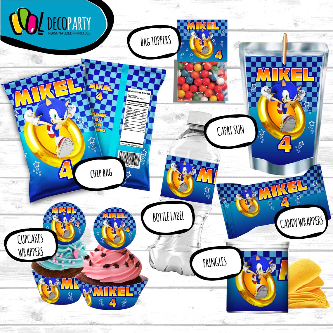 Sonic Birthday Printable Kit Sonic Party Favors Sonic Party Etsy