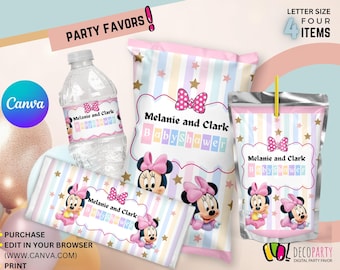 Baby Minnie Editable Party Favors Bundle