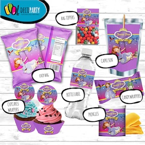Princess Sofia Party Decoration Pack, Sofia thir first Birthday Party Pack, Sofia Party Favors Custom Pack