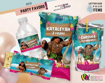 Moana Birthday Party Decoration Bundle, Moana party, Moana party supplies, Moana party kit, Moana printable birthday decoration
