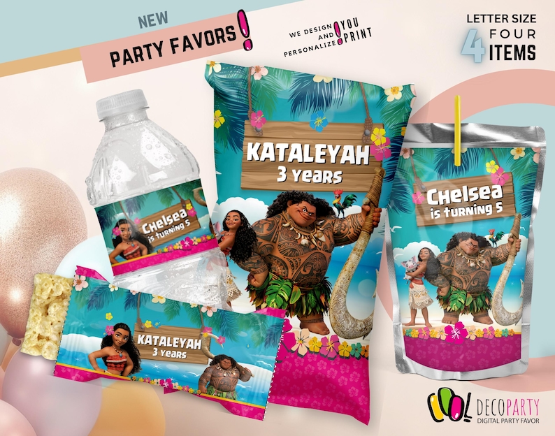 Moana Birthday Party Decoration Bundle, Moana party, Moana party supplies, Moana party kit, Moana printable birthday decoration imagen 1