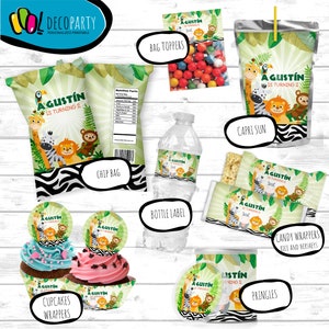 Jungle Party Favors Decoration Pack, Jungle Animals party decoration, Safari Party Pack, Safari Printable Party Favors, DIY